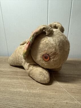 Vintage Bunny Plush Brown Stuffed Toy 1940s Amber Eyes K1